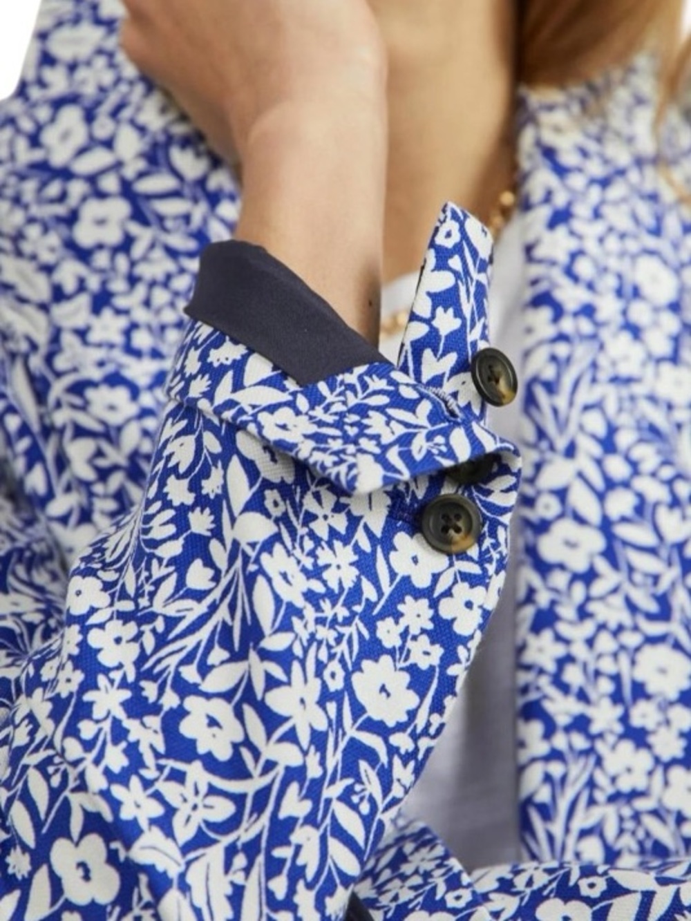Boden Blue Floral Carrie Single Button Blazer Jacket Size 14 NWOT Cottagecore - Picture 7 of 16